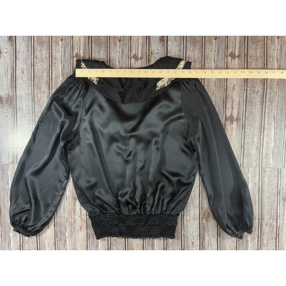 Vanita Rosa Atelier Paris St Barth 100% satin silk top blouse black made France - Picture 7 of 7